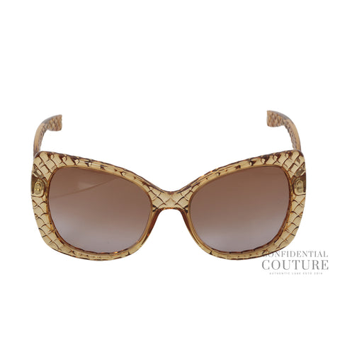 Brown Intrecciato Pattern Acetate Sunglasses