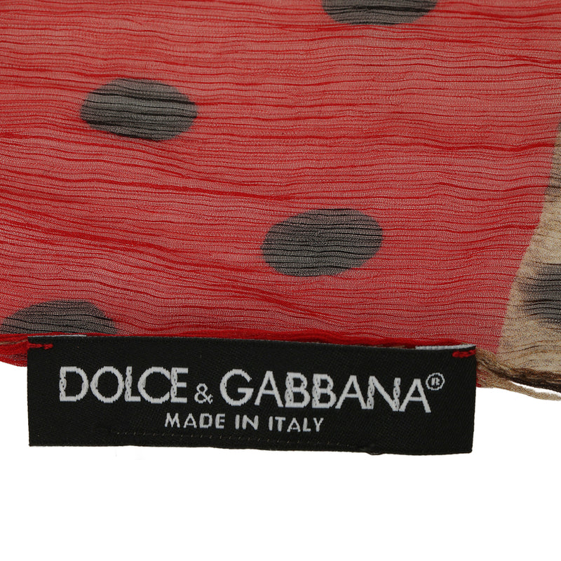 Women pre loved dolce & gabbana red and black chiffon scarf one size