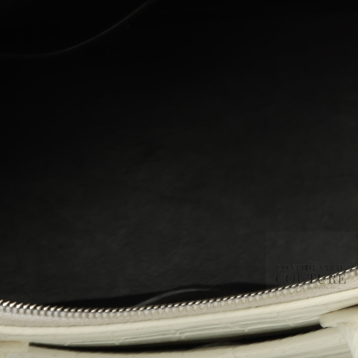 White Ville Croc Embossed Small Top Handle Bag