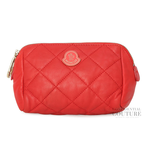 Red Quilted Leather Pouch bag