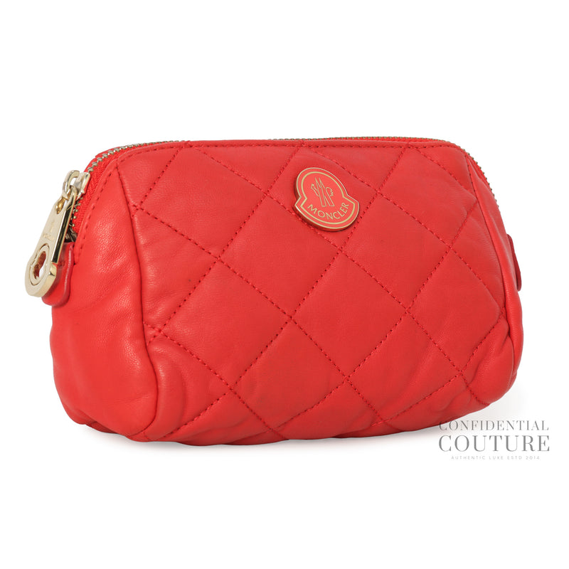 Red Quilted Leather Pouch bag
