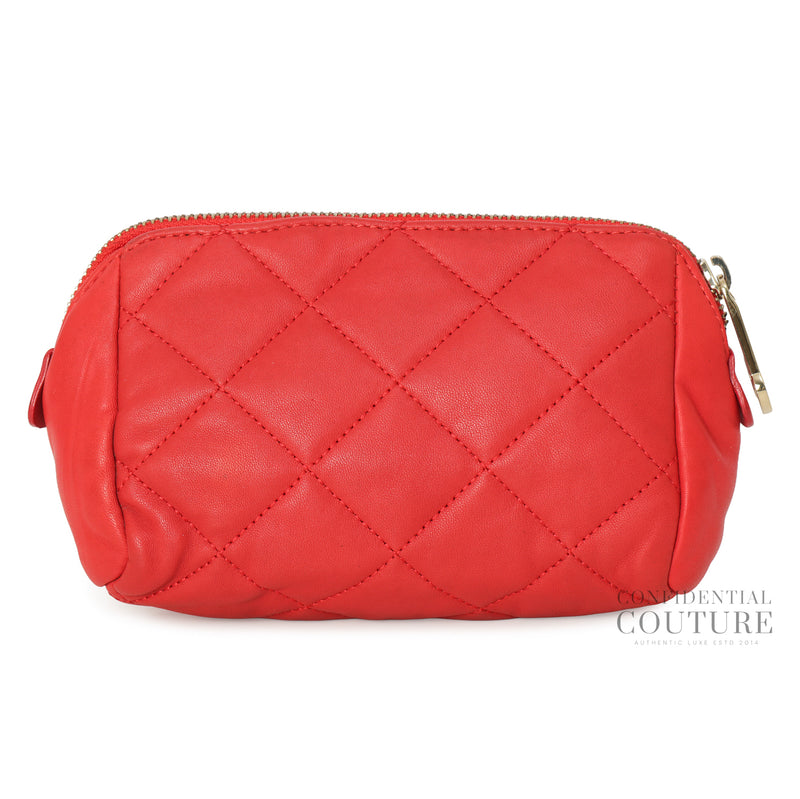 Red Quilted Leather Pouch bag