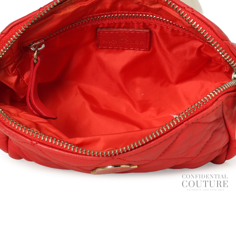 Red Quilted Leather Pouch bag