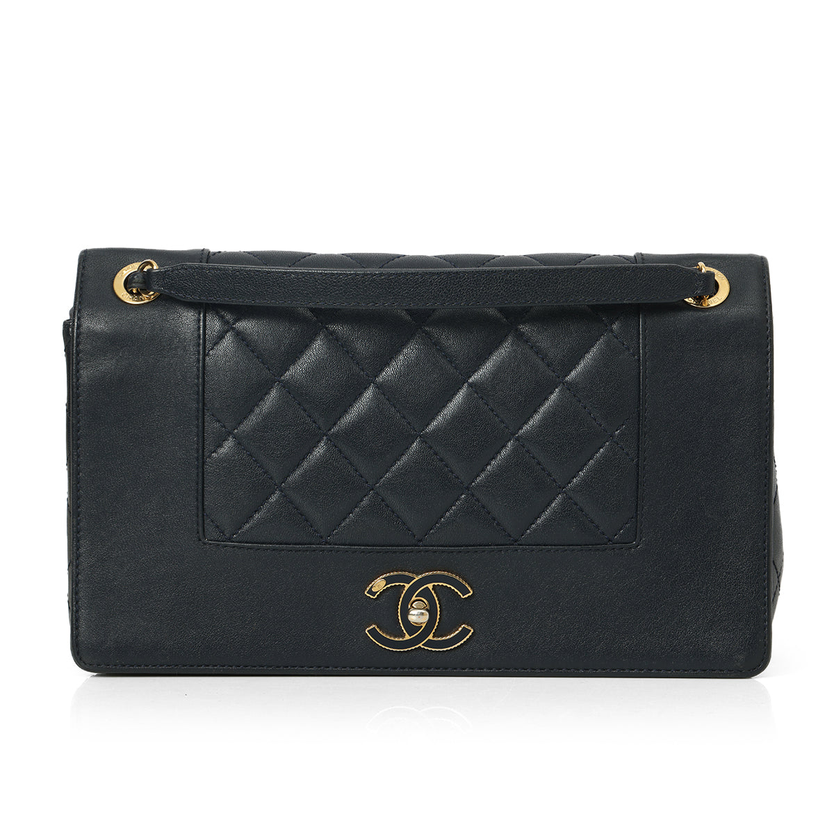 Large Navy Mademoiselle Shoulder Bag