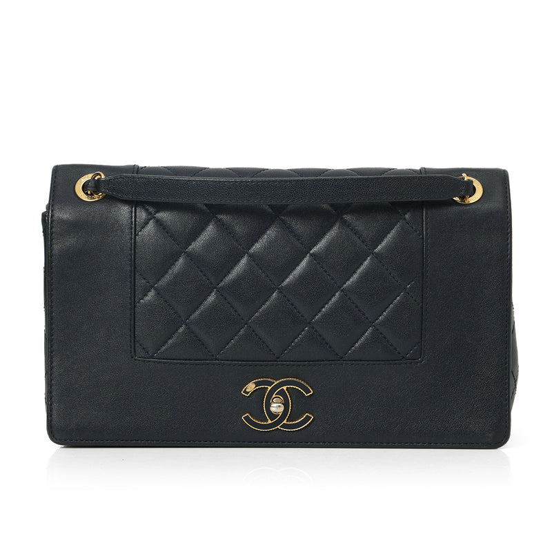 Large Navy Mademoiselle Shoulder Bag