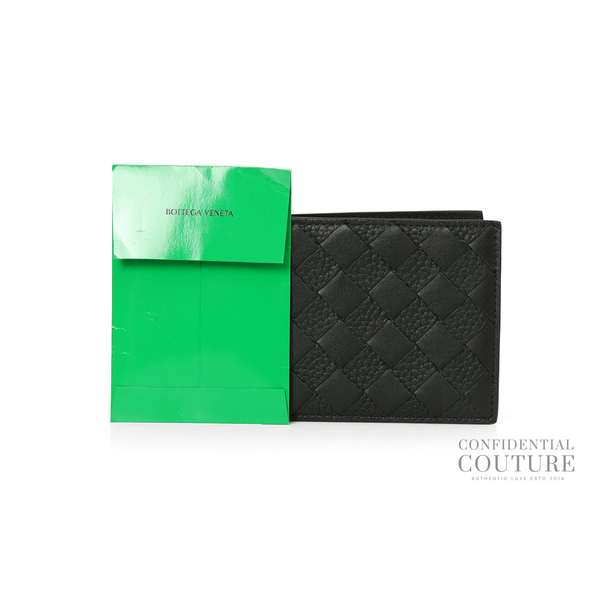 Black Intrecciato Bi-Fold Wallet