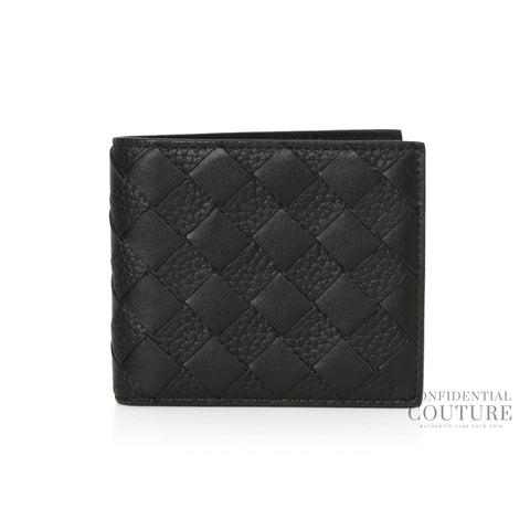Black Intrecciato Bi-Fold Wallet