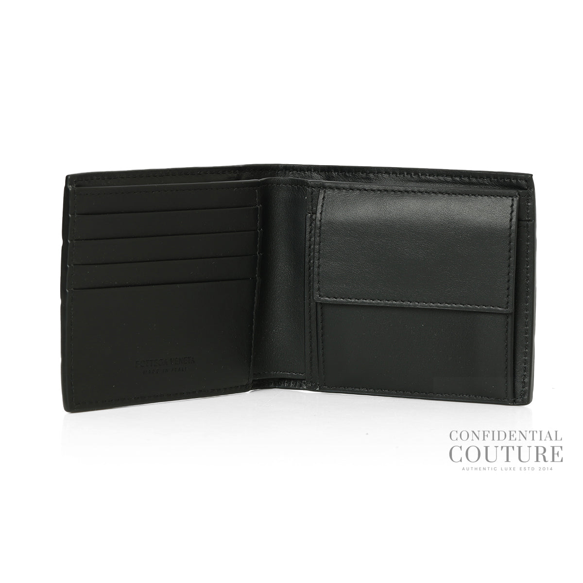 Black Intrecciato Bi-Fold Wallet