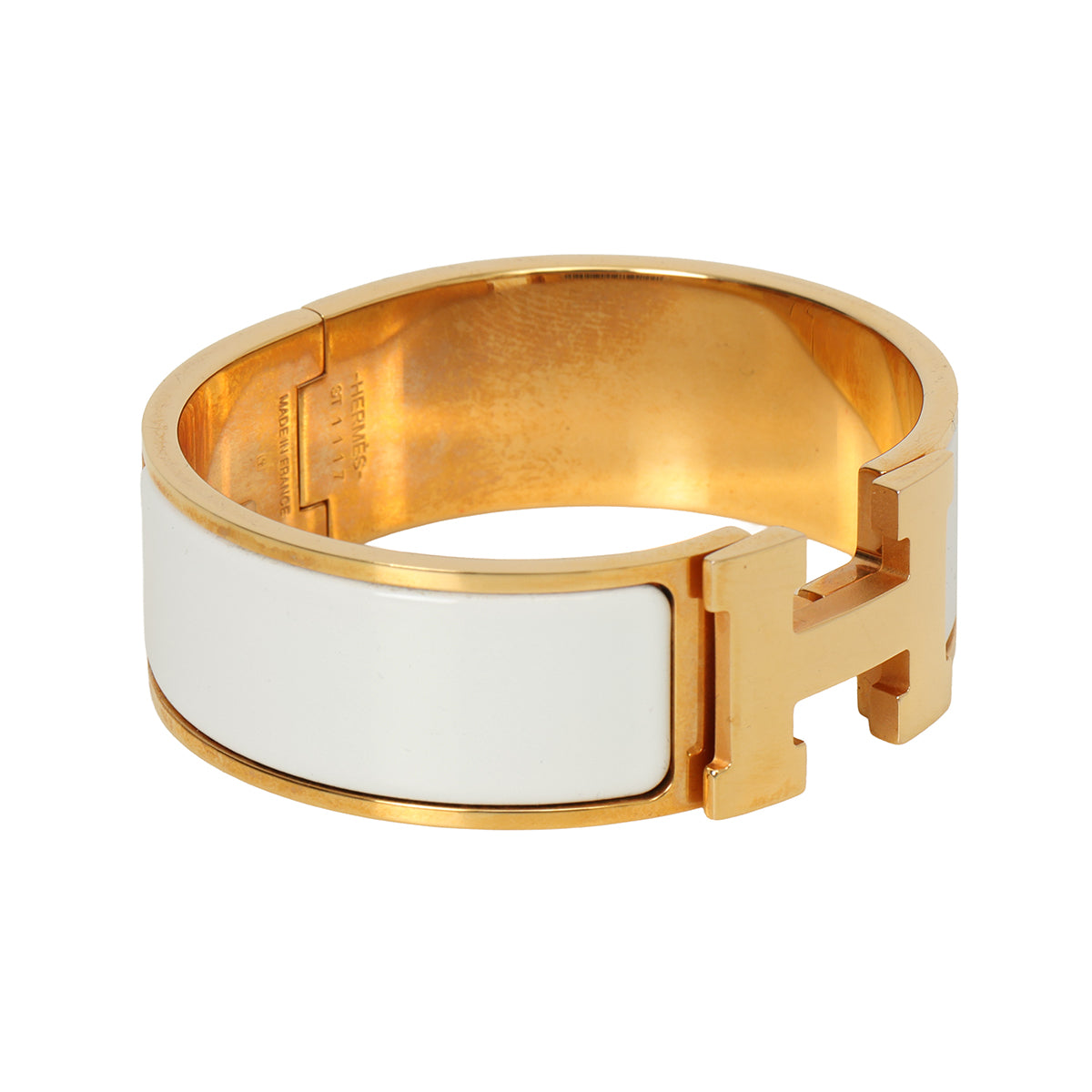Blanc Wide Clic Clac H Enamel Bracelet PM
