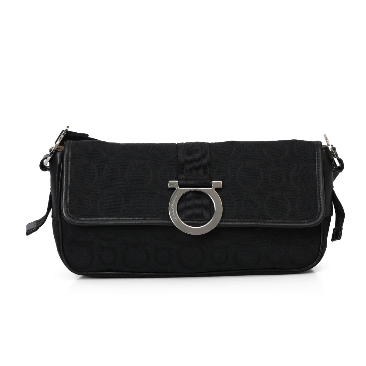 Jacquard Canvas Gancini Shoulder Bag