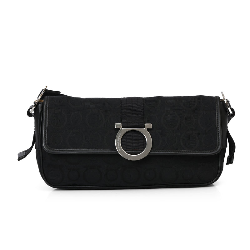 Jacquard Canvas Gancini Shoulder Bag
