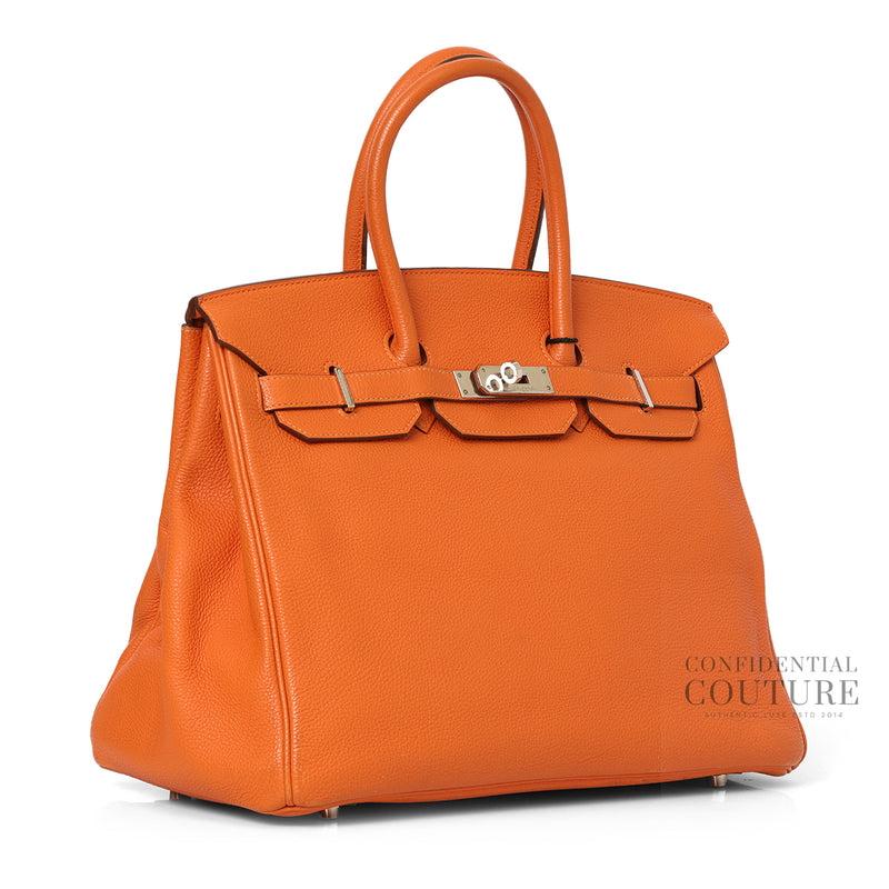 Pre-loved Hermes Birkin 35 Orange In Togo Leather PHW 2010