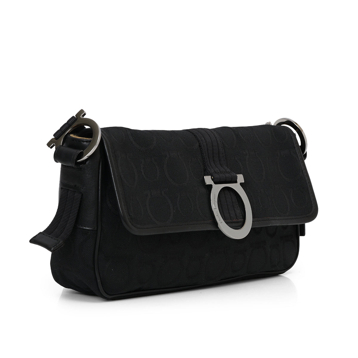 Jacquard Canvas Gancini Shoulder Bag