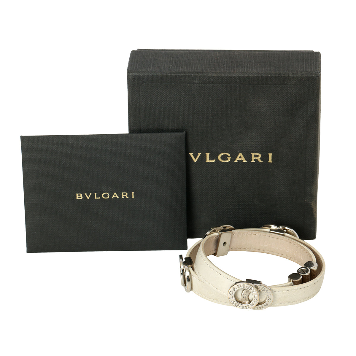 Leather Interlocking Circles Leather Silver Double Wrap Bracelet.