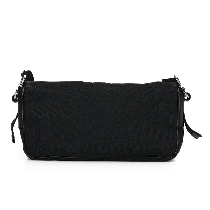 Jacquard Canvas Gancini Shoulder Bag