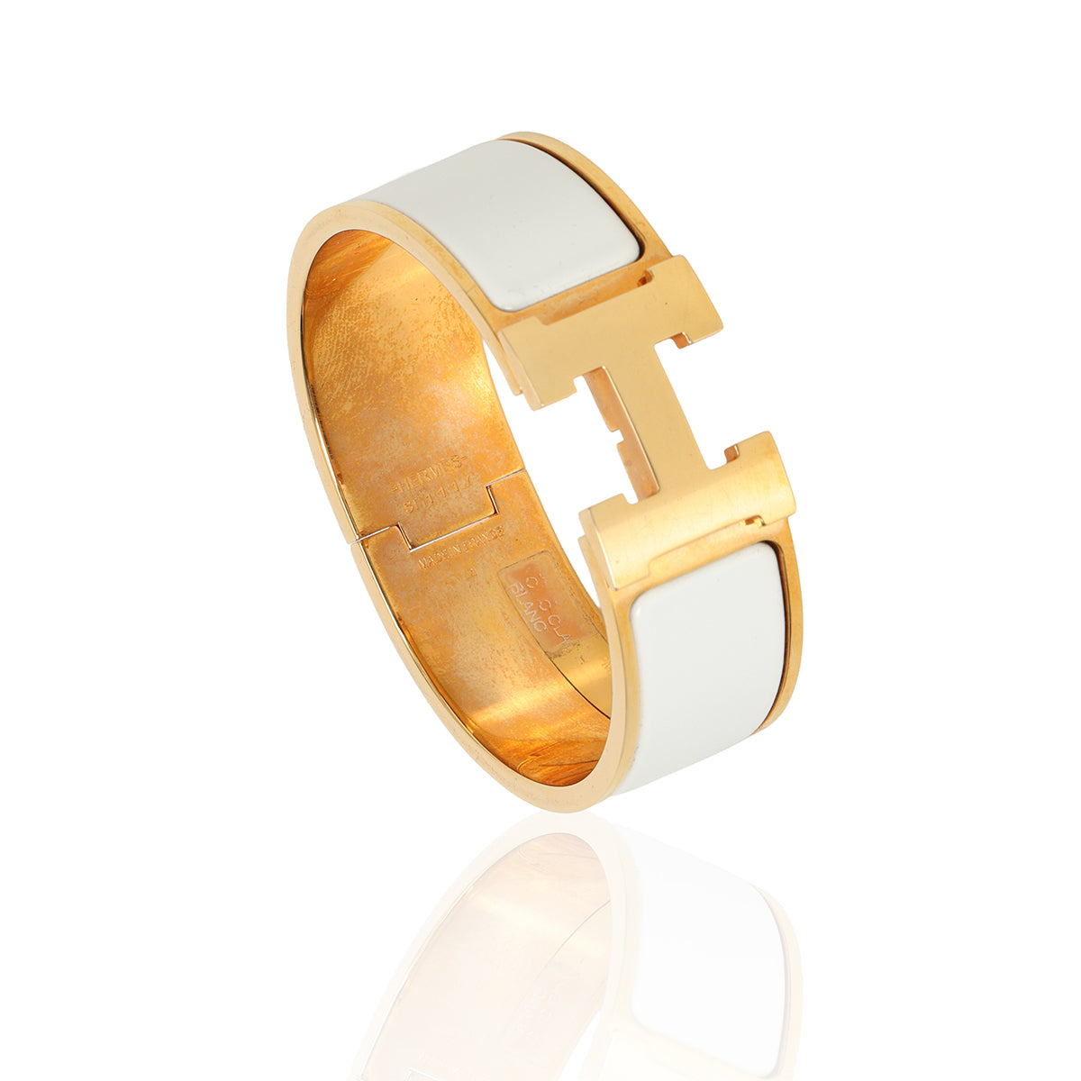 Blanc Wide Clic Clac H Enamel Bracelet PM