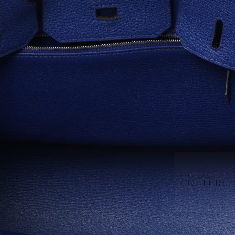 second Hermes Birkin 30 Blue Saphir Clemence Leather With Silver Hardware. 2011