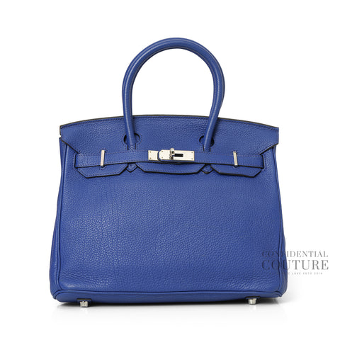 Birkin 30 Blue Saphir Clemence Leather With Silver Hardware. 2011