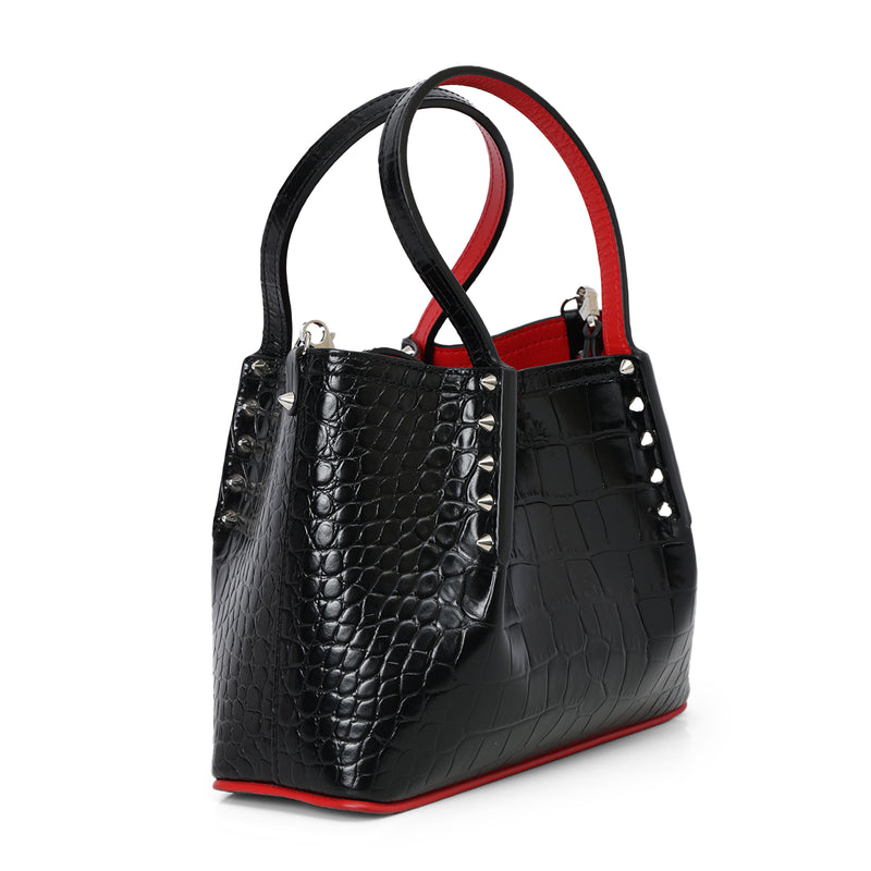 Patent Leather embossed spiked minicabarock shopper tote bag