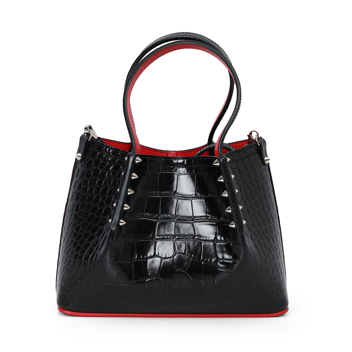 Patent Leather embossed spiked minicabarock shopper tote bag