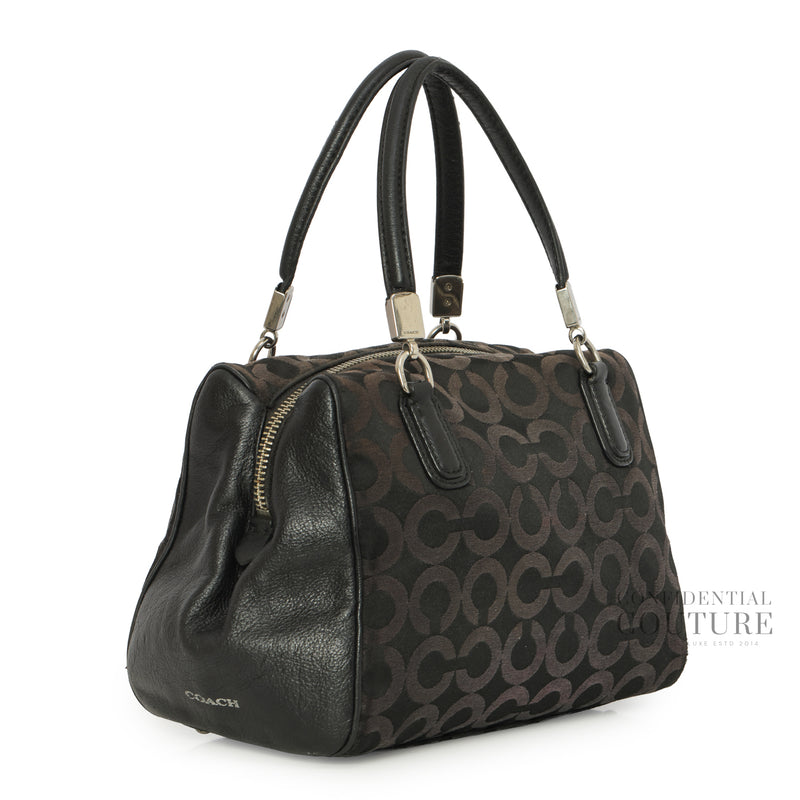 Black Canvas & Leather Shoulder Bag