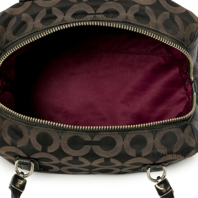 Black Canvas & Leather Shoulder Bag
