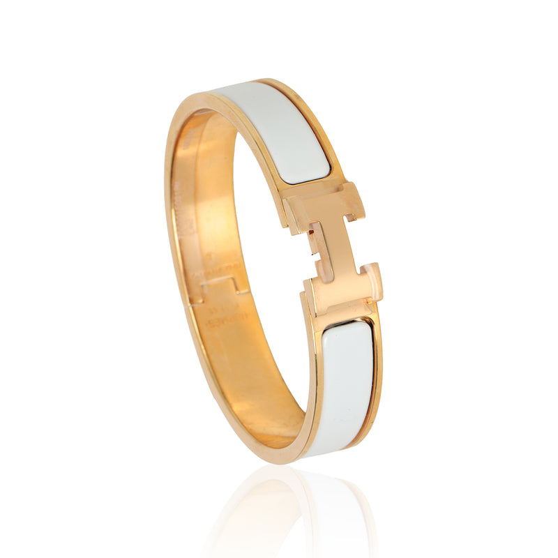 Blanc Enamel Clic H Bracelet PM