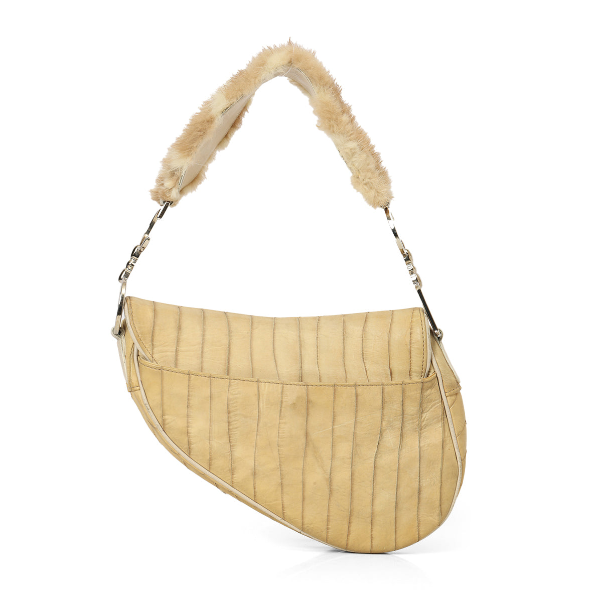 Limited Edition Mink-Trimmed Eel beige Saddle bag