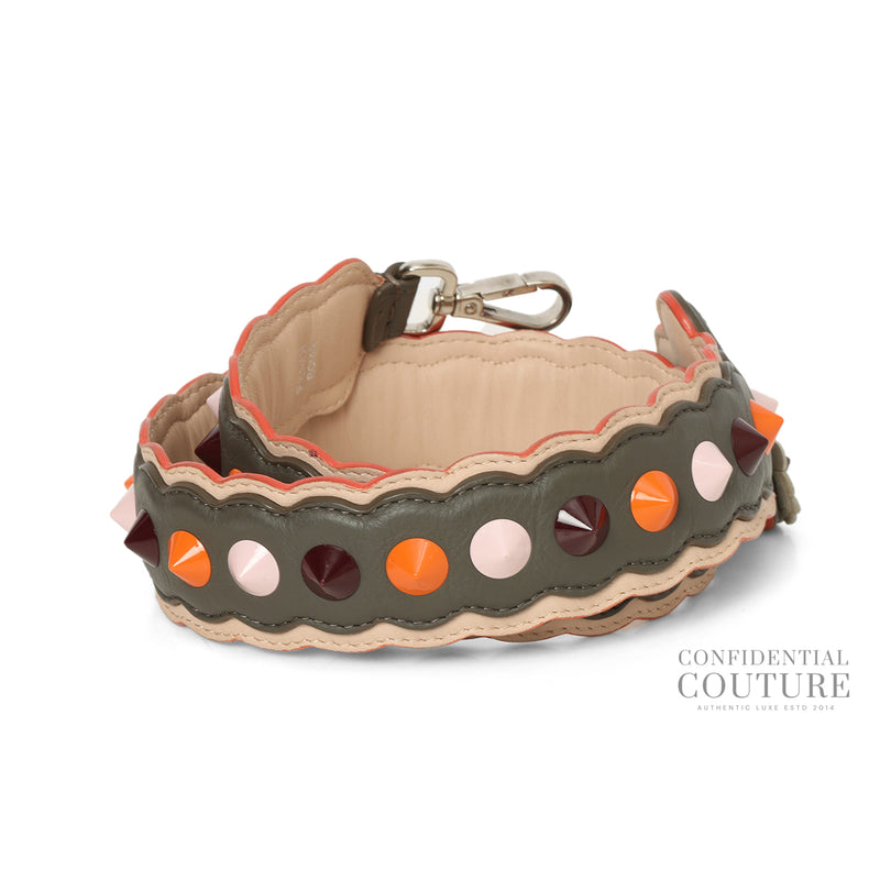 Authentic Fendi Multicolor Leather Studded "Strap You" Shoulder Strap