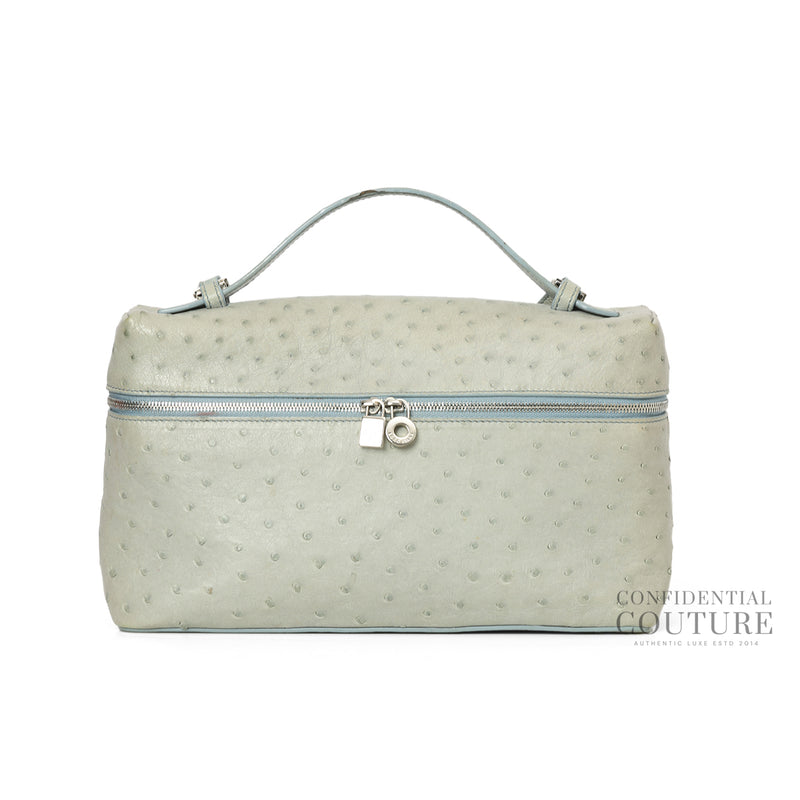Loro Piana Blue Celadon Ostrich Extra Bag L27