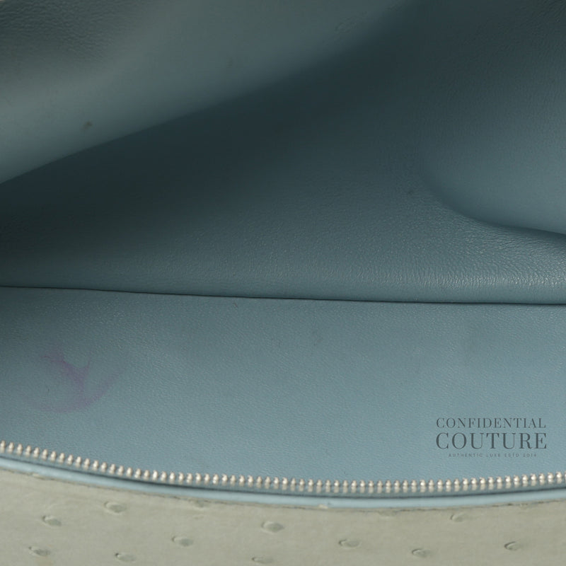 Pre-loved Loro Piana Blue Celadon Ostrich Extra Bag L27