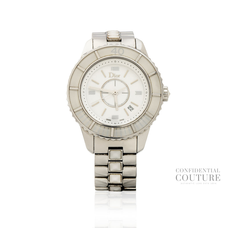 White Stainless Steel Christal CD113111 Women's Wristwatch 33 mm