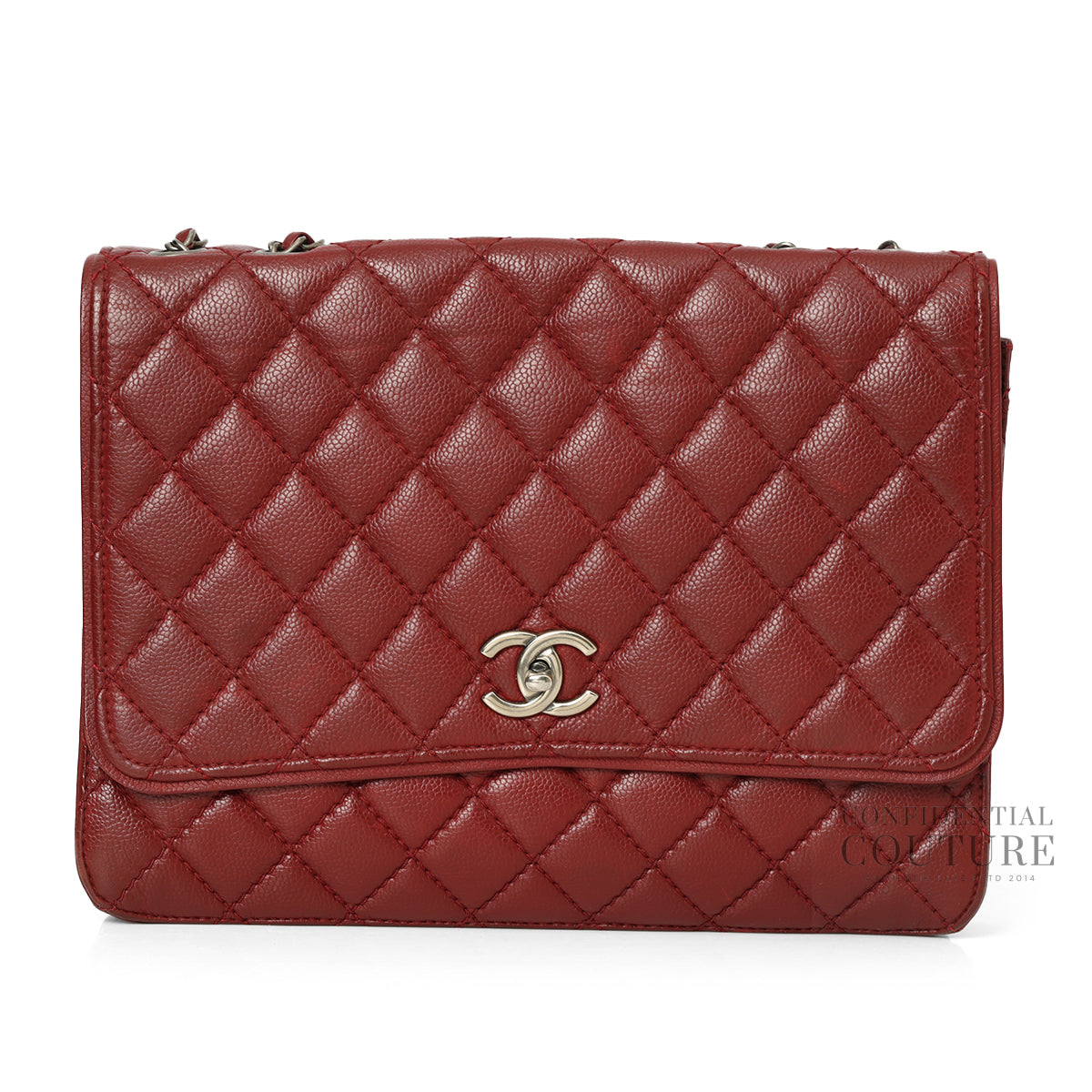 Maroon Caviar Leather Maxi Classic Flap Bag