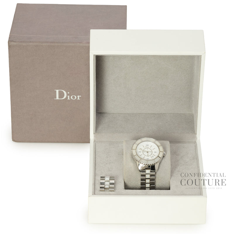 White Stainless Steel Christal CD113111 Women's Wristwatch 33 mm