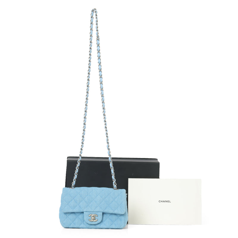 Matalasse Blue Denim Mini Chain Shoulder Bag
