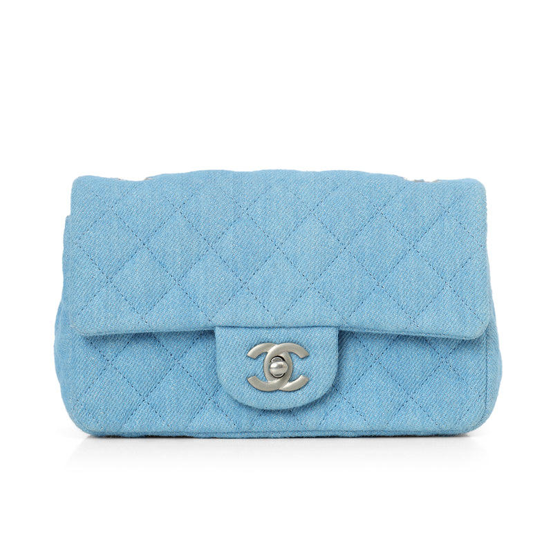 Matalasse Blue Denim Mini Chain Shoulder Bag