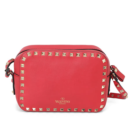 Deep Coral Red Rock-studded Crossbody
