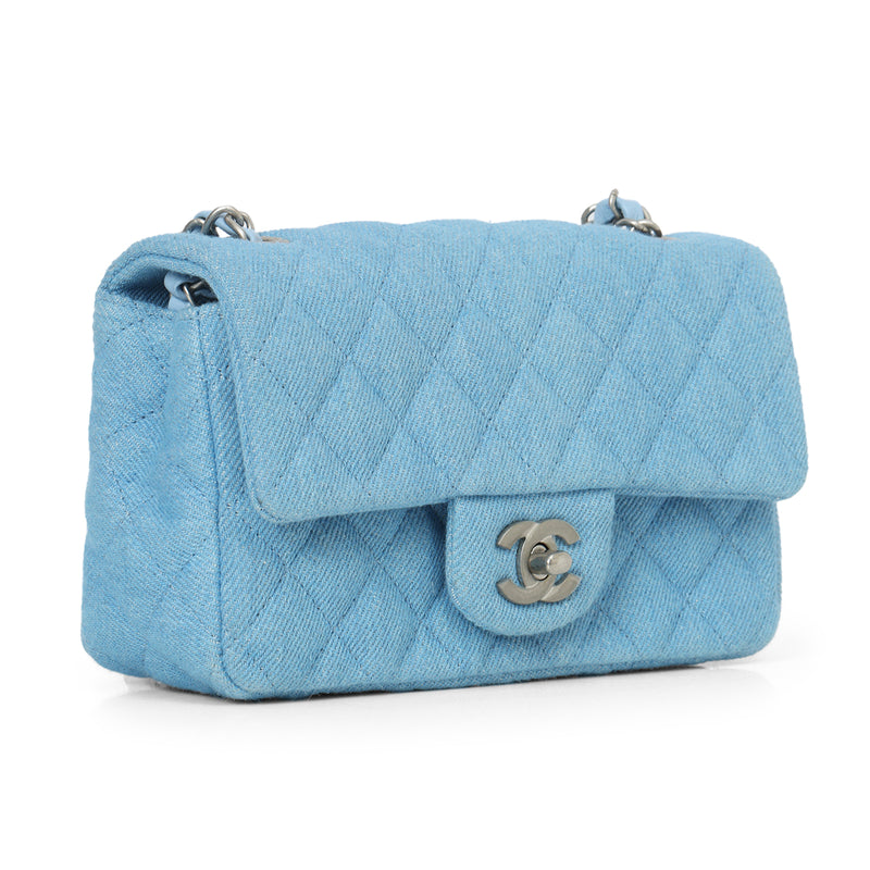 Matalasse Blue Denim Mini Chain Shoulder Bag