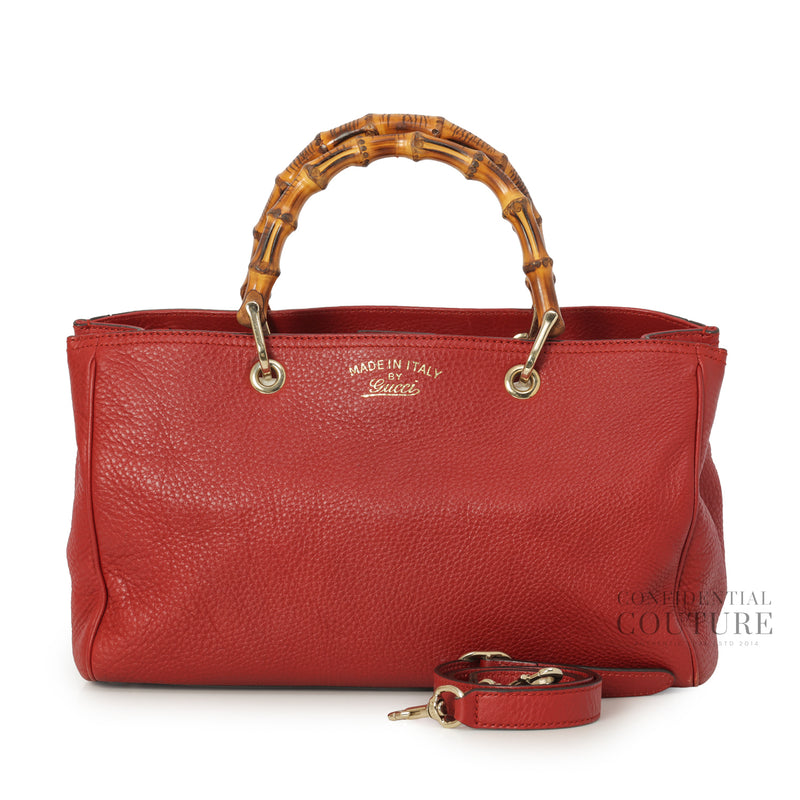 Bamboo Red Medium Open Tote Bag