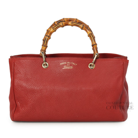 Bamboo Red Medium Open Tote Bag