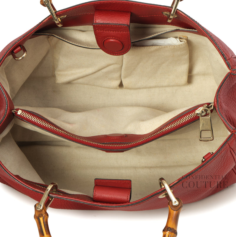 Bamboo Red Medium Open Tote Bag