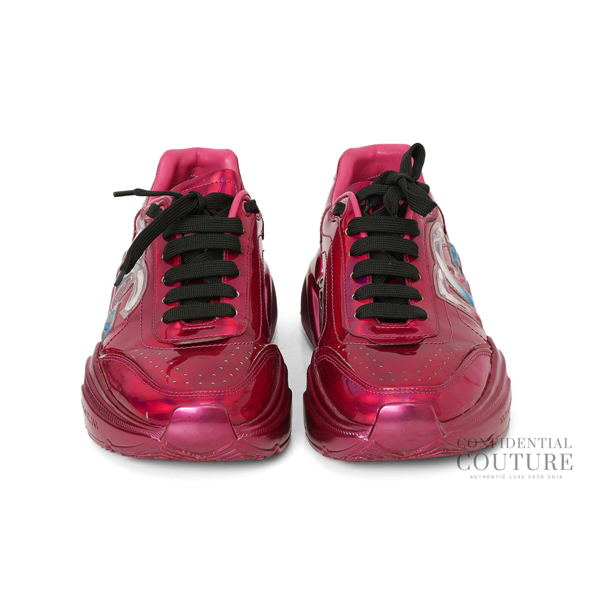 Pink Iridescent Patent DG Logo Lace-Up Sneakers EU 4 | UK 7.5 | US 10