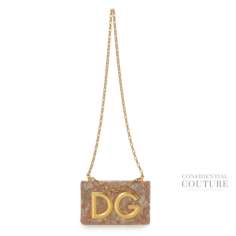DG Girls Pink Corduroy and Leather Shoulder Bag