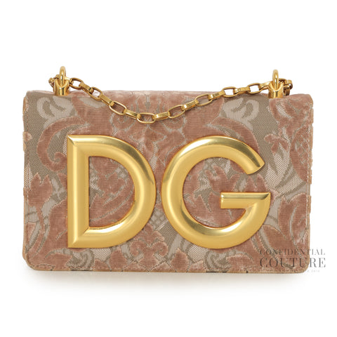 DG Girls Pink Corduroy and Leather Shoulder Bag