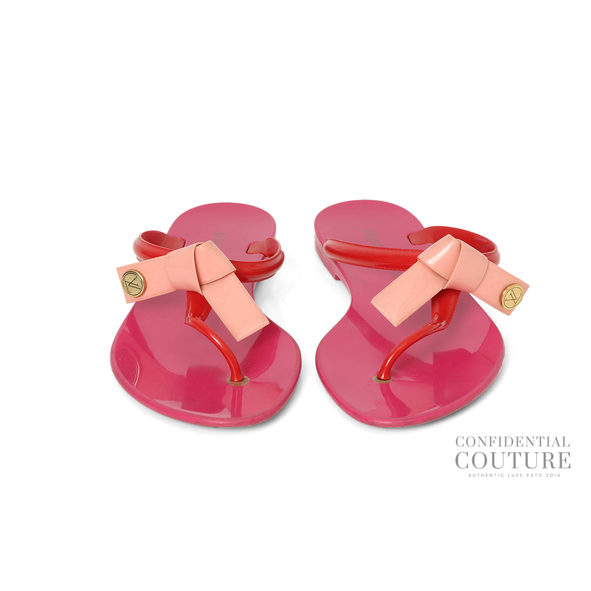 Fuchsia Rubber Bow Accents Flip Flops EU 40 | UK 7 | US 10
