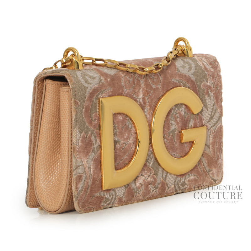 DG Girls Pink Corduroy and Leather Shoulder Bag