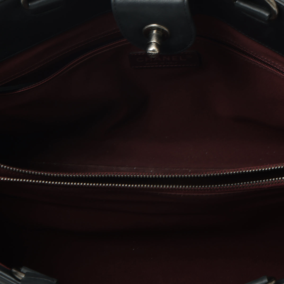 Chevron Black Lambskin Boy Shopping Tote