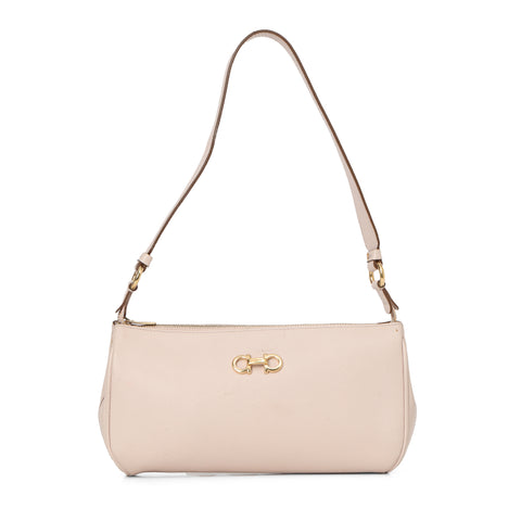 Pink Saffiano Leather Gancini Shoulder Bag