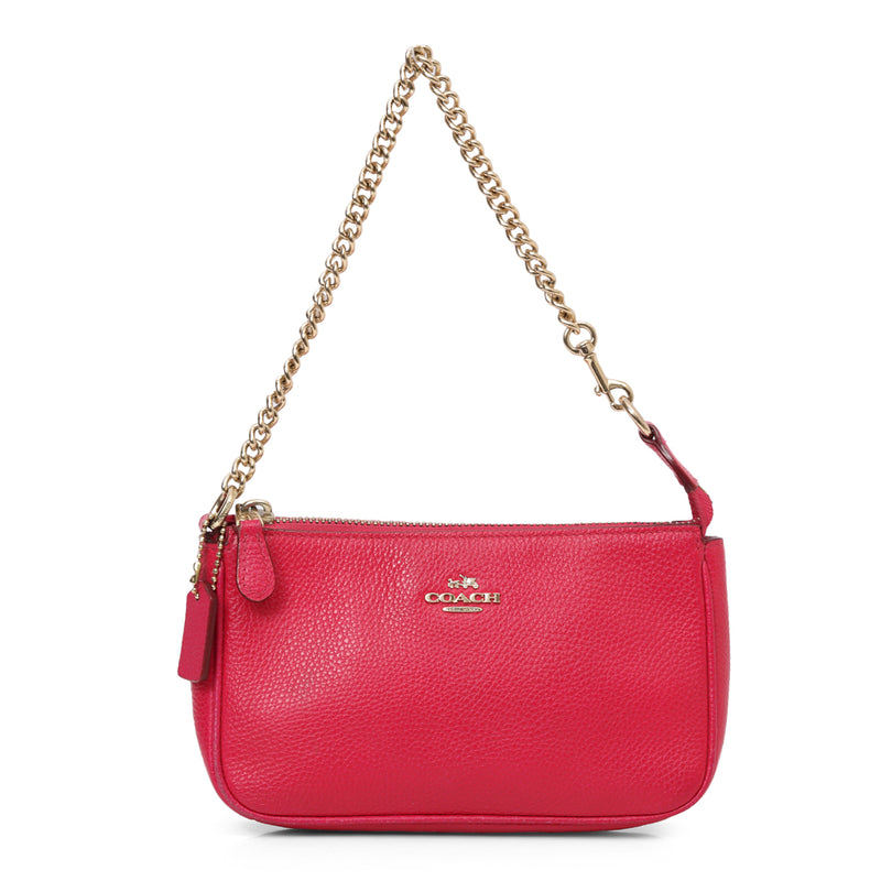 Fuchsia leather pochette