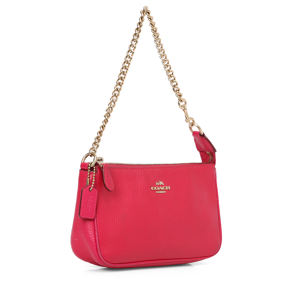 Fuchsia leather pochette